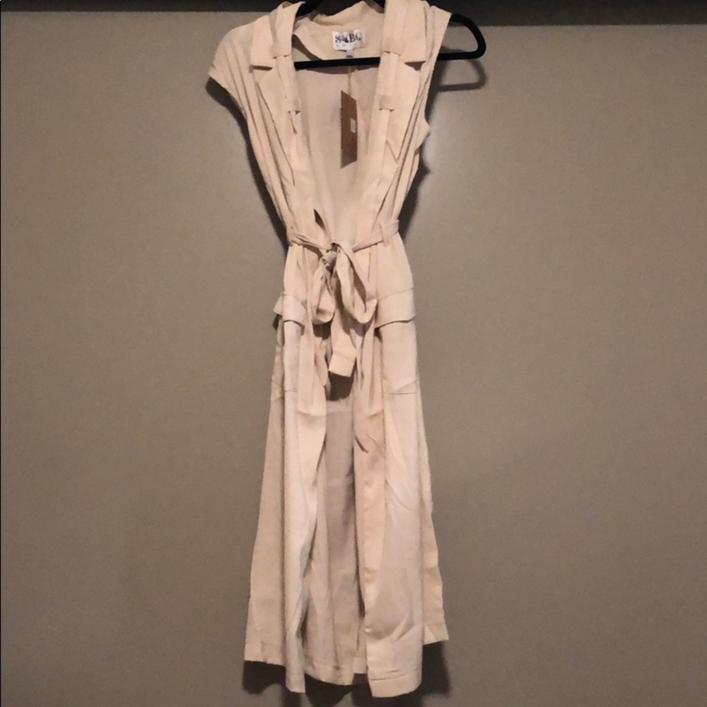 Silk wrap front tie sleeveless cape